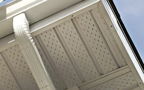Gutter, fascia and vented soffit along a roof edge